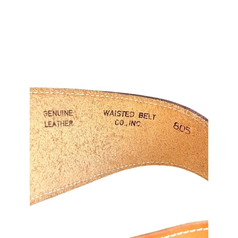 Vintage Waisted belt co 1980s honey colored leather waist belt diagonal buckle